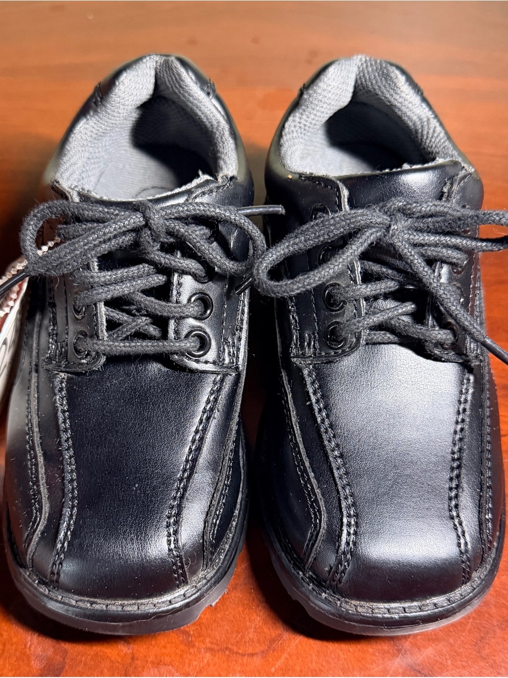 Kids Black Lace-Up Dress Shoes
